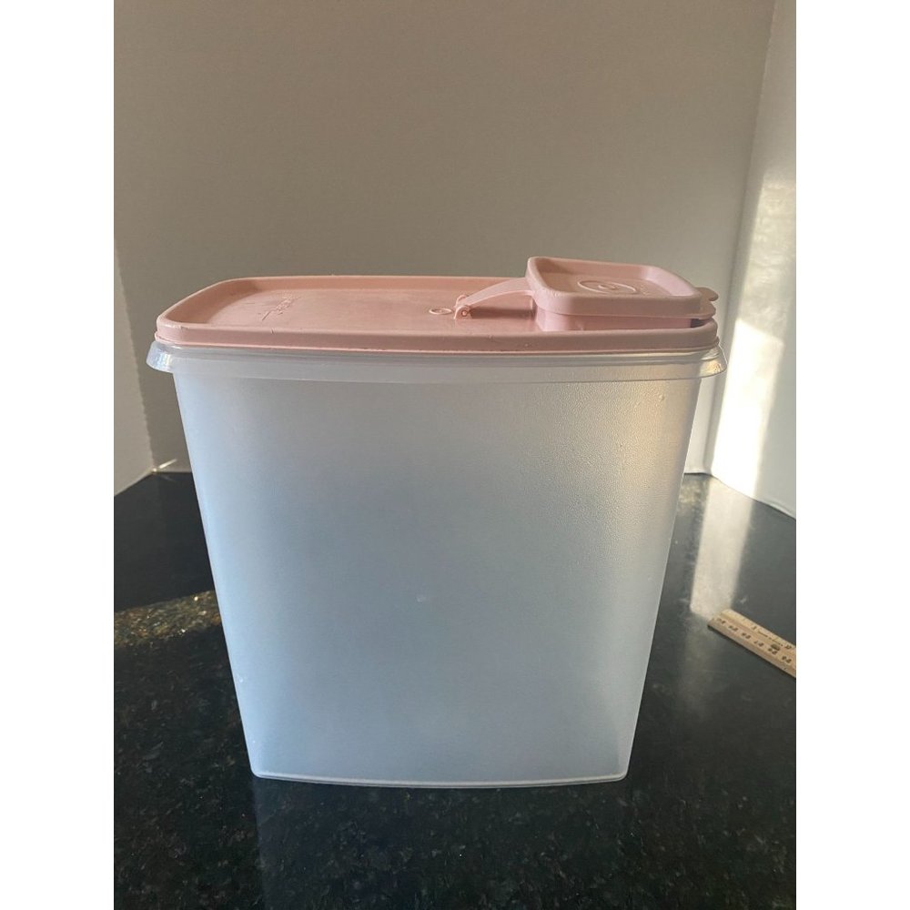 Vintage TUPPERWARE Rectangular Modular Mate #1588-1 With Pink Flip Top Seal #159